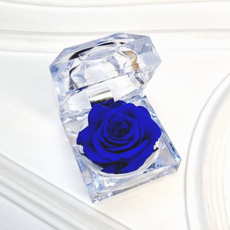 Bouton de Rose Éternelle Precioso Bleu Saphir
