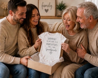 Débardeur pour faire-part de bébé, vous allez être grands-parents. Idées de faire-part de grossesse, faire-part de naissance, idée souvenir de grossesse.