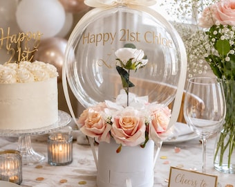 Globo personalizado con forma de ramo de flores de burbujas. Regalo para profesores, regalo de cumpleaños, regalo de compromiso, regalo de felicitación, regalo para recién casados, globo.