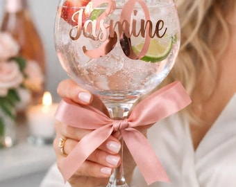 Copa de ginebra personalizada: Copa de ginebra con nombre personalizado, regalo de cumpleaños, copa de gin tonic, regalo de Navidad, cesta de regalo, idea de regalo, regalo para profesores