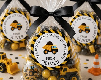 Pegatinas de tractores para fiestas, Gracias por venir a mi fiesta, Pegatinas personalizadas para fiestas, Pegatinas de cumpleaños de tractores, Pegatinas de conos de dulces para niños.