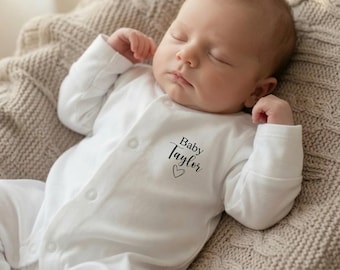 Pijama de bebé personalizado: regalo de algodón suave para recién nacido, regalo para recién nacido, pijama de bebé recién nacido personalizado, pijama de bebé personalizado, cesto para recién nacido.