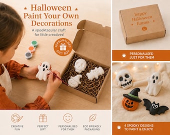 Decoraciones personalizadas de Halloween para pintar: Kit de manualidades DIY para niños, kit de pintura de Halloween, regalo de Halloween, Halloween para niños.