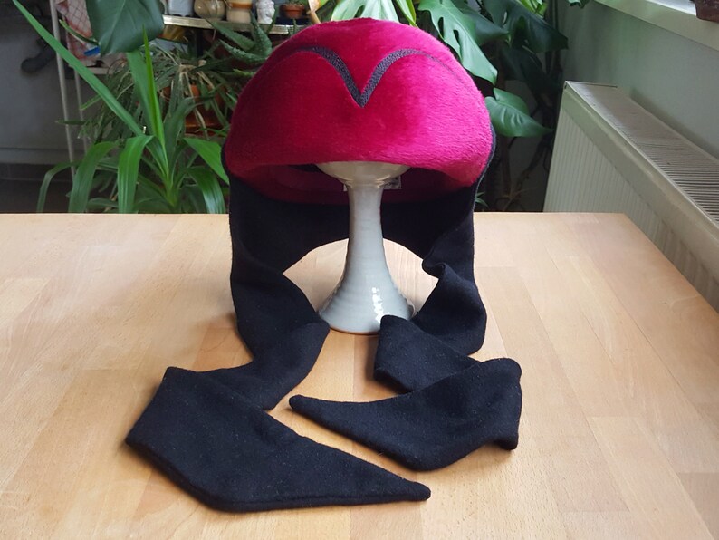 Vintage 50s Dead-stock Pin Up Magenta Pink Fuchsia Black Wool Cap Hat image 1