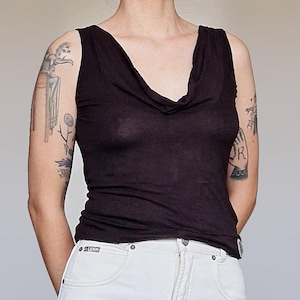 Vintage Y2K 00s schwarzes Y2K goth Diesel Rundhals ärmelloses Top Größe S Made in der Türkei