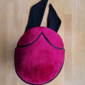 Vintage 50s Dead-stock Pin Up Magenta Pink Fuchsia Black Wool Cap Hat image 4