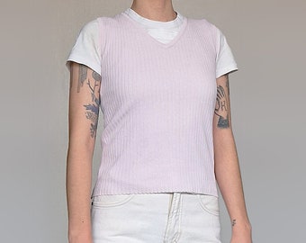 Vintage 00s 90s Y2K pastel pink sleeveless v-neck vest top by TCM size S