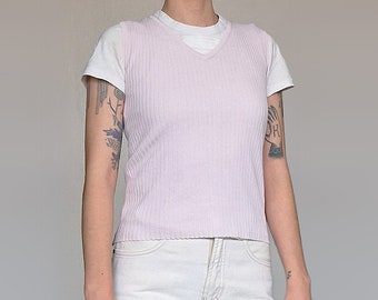 Vintage 00s 90s Y2K pastell rosa ärmelloses Top mit V-Ausschnitt TCM Gr. S