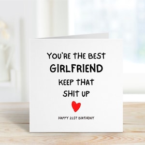Girlfriend 21st Birthday Card - You&#39;re The Best - Love Heart - Personalised Card