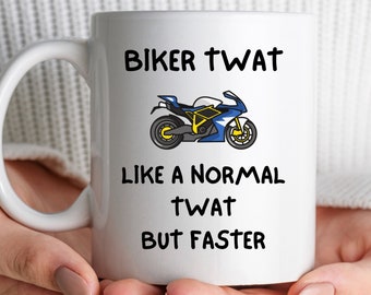 Funny Biker Mug Best Gift for Motorbike Rider Personalised Novelty Coffee Present for Him or Her Birthday Christmas Rude Motorcycle Gift