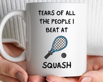 Funny Squash Player Mug Best Gift for Him or Her Novelty Coffee Present for Racket Sports Birthday Christmas Personalised Gift Idea