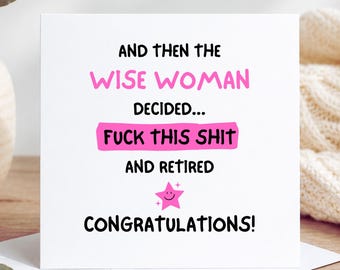 Funny Retirement Card for Women, Rude Retirement Card Her