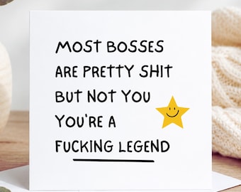 Funny Boss Card, Best Boss Card, Rude Thank You Card for Boss