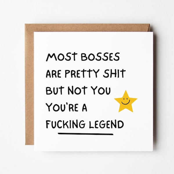 Most Bosses Are Pretty Shit, Thank You Card, For Boss, Leaving Work, Retirement Card, Funny Card for Boss