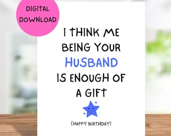 Biglietto d'auguri stampabile per la moglie, Biglietto d'auguri per la moglie con download immediato, Stampa a casa Biglietto d'auguri divertente per la moglie