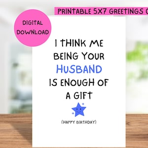 Cartão de aniversário imprimível para esposa, download instantâneo de cartão de aniversário de esposa, impressão em casa cartão de aniversário engraçado para esposa