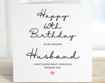 60th Birthday Card For Husband Happy 60th Birthday Card For Him Husband 60th Birthday Card Milestone Birthday Card 60th Sixty