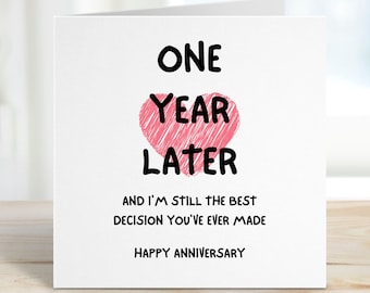 One Year Anniversary Card, 1st Anniversary Card, Funny Year
