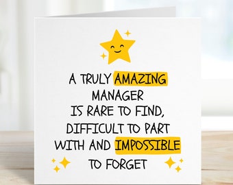 Amazing Manager Leaving Card, Thank You, Retirement