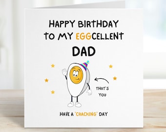 Funny Birthday Card For Dad, Happy Birthday To My Excellent Dad Card, Dad Birthday Card UK, Happy Birthday Dad Card, Punny Birthday Card