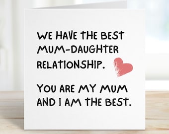 Funny Card For Mum, Mother Daughter Relationship, Funny Birthday Card, Mother's Day Card Joke