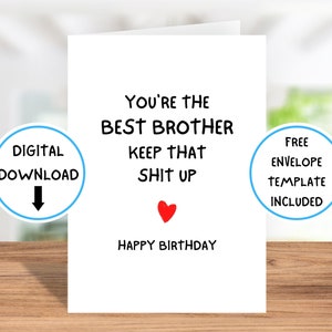 Druckbare Geburtstagskarte, lustige Karte für Bruder, lustige Geburtstagskarte, du bist der beste Bruder, Bruder Geburtstagskarte