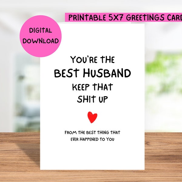 Husband Birthday Card Printable Download, Birthday Card For Husband, 5x7 Birthday Card For Husband, Husband Birthday Card Printable