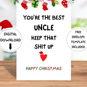 Lustige Weihnachtskarte für Onkel Beste Karte für Ihn Sofortiger digitaler Download PDF Bester Onkel 5x7 Printable Spaß Feiertagsgruß