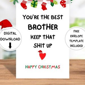 Lustige Weihnachtskarte für Bruder Beste Karte für Ihn Sofortiger digitaler Download PDF Bester Bruder 13x18 Printable Spaß Weihnachtsgruß