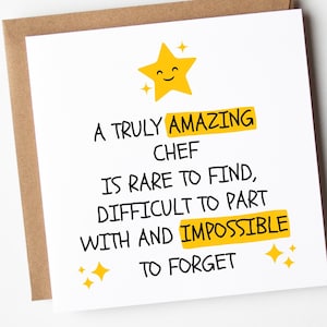 An Amazing Chef, Thank You Card, For Chef, Leaving Work, Retirement Card, Colleague Leaving Card, Friend Retirement Card, For Chef