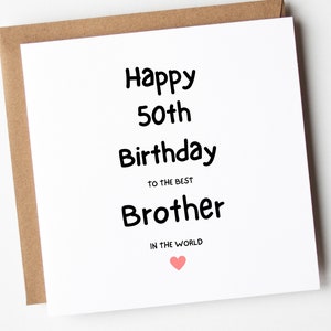 50th Birthday Card For Brother, Birthday Card For Him, Happy 50th Greetings Card, Brother 50th Birthday Card
