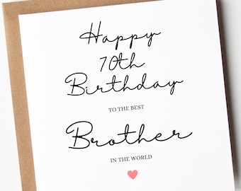70th Birthday Card For Brother, Birthday Card For Him, Happy 70th Greetings Card, Brother 70th Birthday Card