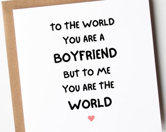 Boyfriend Birthday Card, To Me You Are The World, Birthday Card For Boyfriend, Birthday Card Boyfriend Love