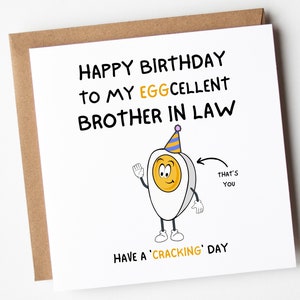 Brother In Law Birthday Card, Happy Birthday To My Eggcellent Brother In Law, Brother In Law Card, Brother In Law Birthday Gift