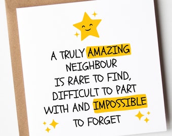 Neighbour Card, Thank You Neighbour Card, Neighbour Gift, Neighbour Thank You