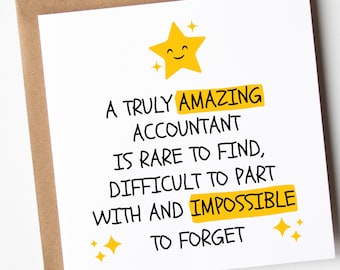 An Amazing Accountant, Thank You Card, For Accountant, Leaving Work, Retirement Card, Colleague Leaving Card, Friend Retirement Card