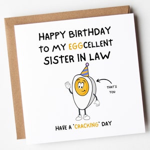 Sister in law card, Happy Birthday To Me Excellent Sister In Law, Sister in law birthday card, Funny card for sister in law