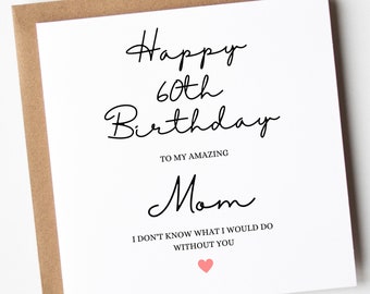 Mum 60th Birthday Card, Happy 60th Birthday To My Mum, 60th Birthday Card Mum, Mom 60th Birthday Card