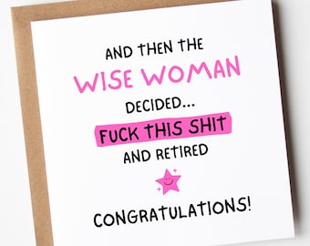 Retirement Card For Women, The Wise Woman Retired Congratulations Card, Funny Retirement Card, Colleague Leaving Work Card