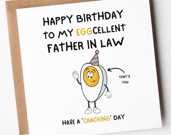 Father In Law Birthday Card, Happy Birthday To My Excellent Father In Law Card, Father In Law Birthday Gift