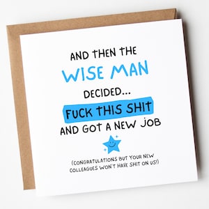 Leaving Gift Work Colleague, The Wise Man Got A New Job Card, Leaving Card For Colleague, Colleague Leaving Card, Leaving Work Card