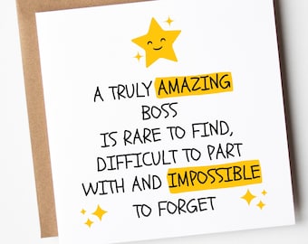Thank You Boss Card, Leaving Retirement Gift, Colleague Friend Card