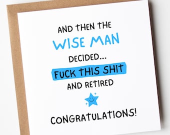 Retirement Card For Men, The Wise Man Retired Congratulations Card, Men Retirement Card, Funny Retirement Card, Colleague Leaving Work Card