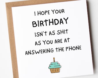 Sister Birthday Card Funny, Answering Your Phone Birthday Card, Funny Birthday Card For Sister, Sister Birthday Card UK, Funny Birthday Card