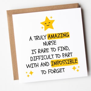 Nurse Thank You Card, A Truly Amazing Nurse, Thank You Card for Nurse, Nurse Appreciation