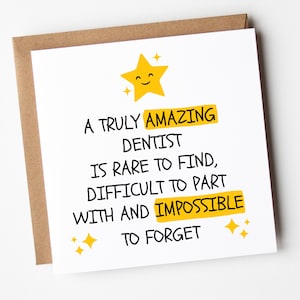 Thank You Card For Dentist, An Amazing Dentist, Dentist Card, Leaving Work, Retirement Card, Dentist Leaving Card, Friend Retirement Card