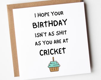 Cricket Card, Funny Cricket Birthday Card, Funny Cricket Card, Funny Birthday Card For Cricket Player