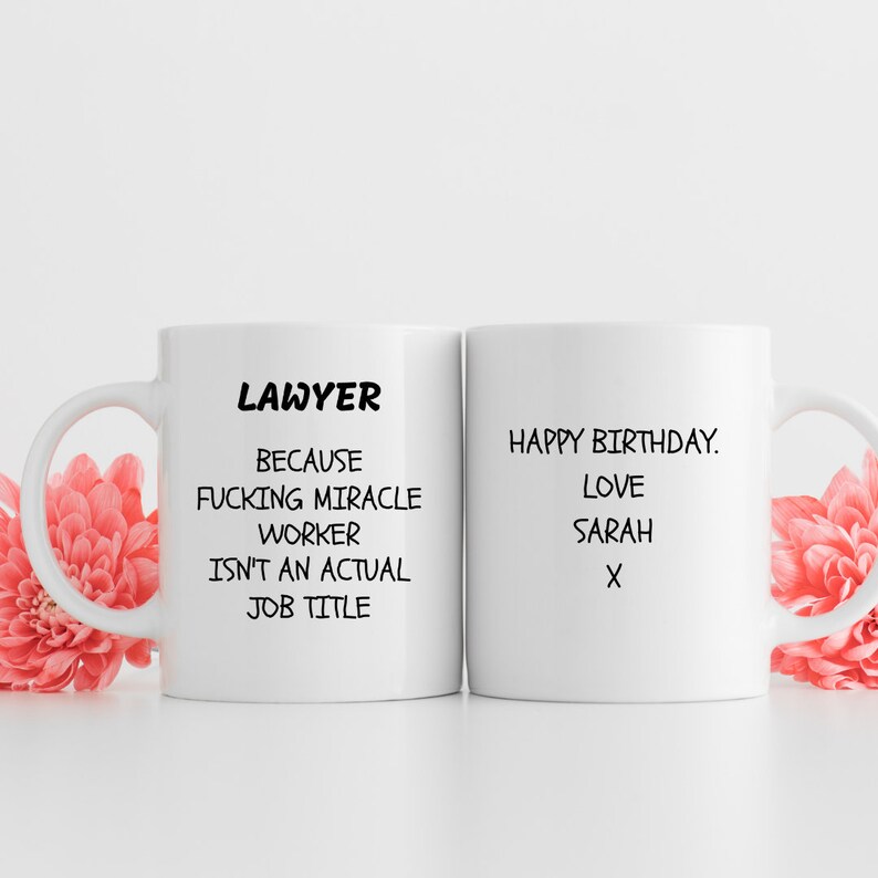 Advocaat Mok, Advocaat Dank u Gift, Het verlaten van werk, Pensioen Gift, Grappige Advocaat Gift, Advocaat Job Title Mug, Secret Santa Gift, Office Mug afbeelding 2