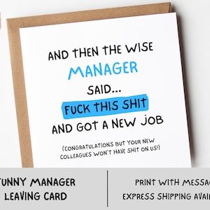 Manager Leaving Card, An Amazing Manager, Manager Thank You Card, For Manager, Leaving Gift,