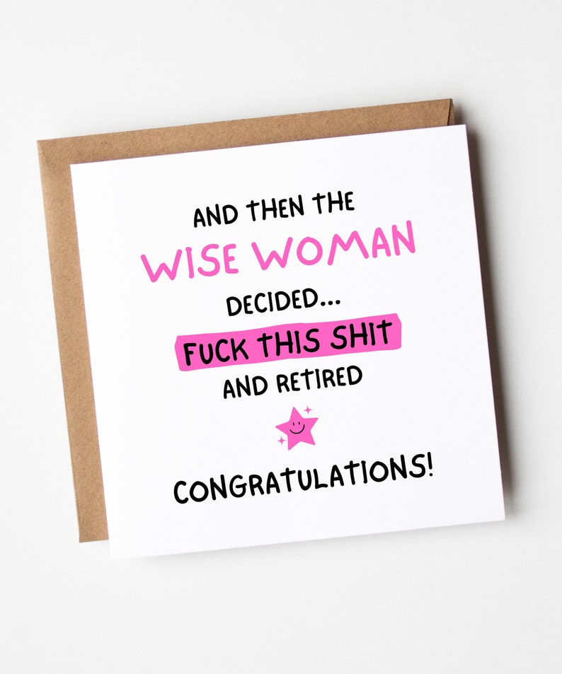 Tarjeta de jubilación para mujeres, tarjeta de felicitación jubilada de la mujer sabia, tarjeta de jubilación divertida, tarjeta de salida de colega del trabajo imagen 1